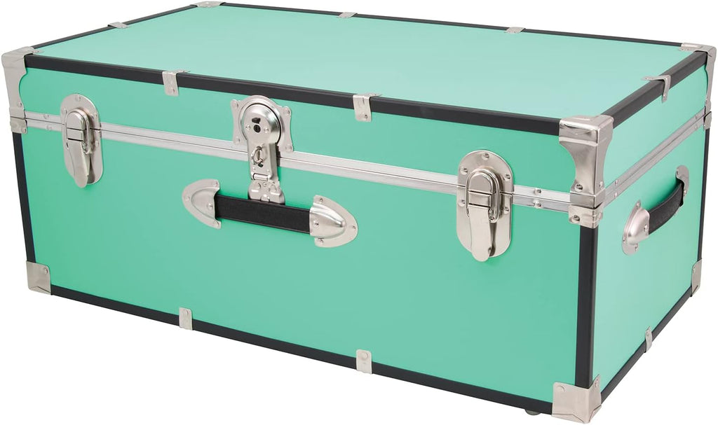 Seward Trunk Traveler 30" Rolling Trunk with Lock - Teal Vintage Suitcase
