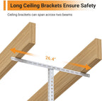 4ftx8ft Overhead Garage Storage Rack, Heavy-Duty Metal Garage Ceiling Storage Rack, 22''-40" Adjustable Ceiling Drop-Down, 750 lb. Loading Weight Capacity, White