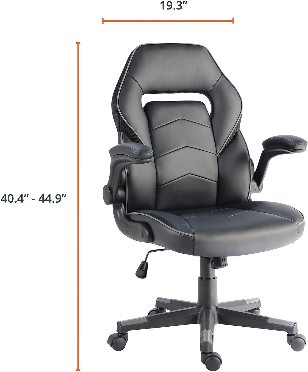 NuSparc SpawnSafe Gaming Chair, Adjustable Height, Flip-up Armrests, 360° Swivel, Black/Grey