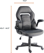NuSparc SpawnSafe Gaming Chair, Adjustable Height, Flip-up Armrests, 360° Swivel, Black/Grey