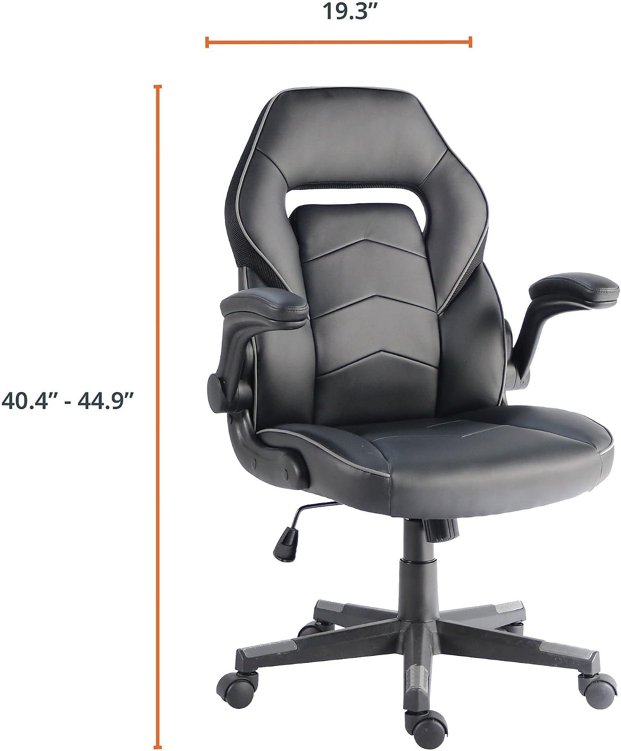 NuSparc SpawnSafe Gaming Chair, Adjustable Height, Flip-up Armrests, 360° Swivel, Black/Grey
