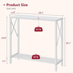 Tajsoon 28.3" Entryway Table, 2-Tier Small Consle Table for Entryway, Narrow Sofa Table with Shelves, Entrace Table for Hallway, Living Room, Corridor, Office, White