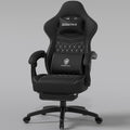 Dowinx Ergonomic Gaming Chair - Breathable Fabric with Gel Pad, Pocket Spring Cushion & Retractable Footrest, Comfortable Gamer Chair with Storage Bag,Deep Black