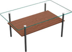 Glass Coffee Table Modern Center Table, Coffee Table for Living Room, Tempered Glass-top with Sturdy Metal Frame, Easy Assembly, Clear