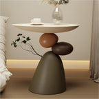 Resin Small Coffee Tables for Living Room Accent End Table Nightstand Bedside Table Snack Tray for Home Lightweight(Beige)