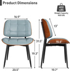 Dining Chairs Set of 4, Mid Century Modern Dining Room Chair with Thick Cushion, Upholstered Faux Leather Kitchen Chairs with Walnut Bentwood Back for Kitchen Dining Room, Blue