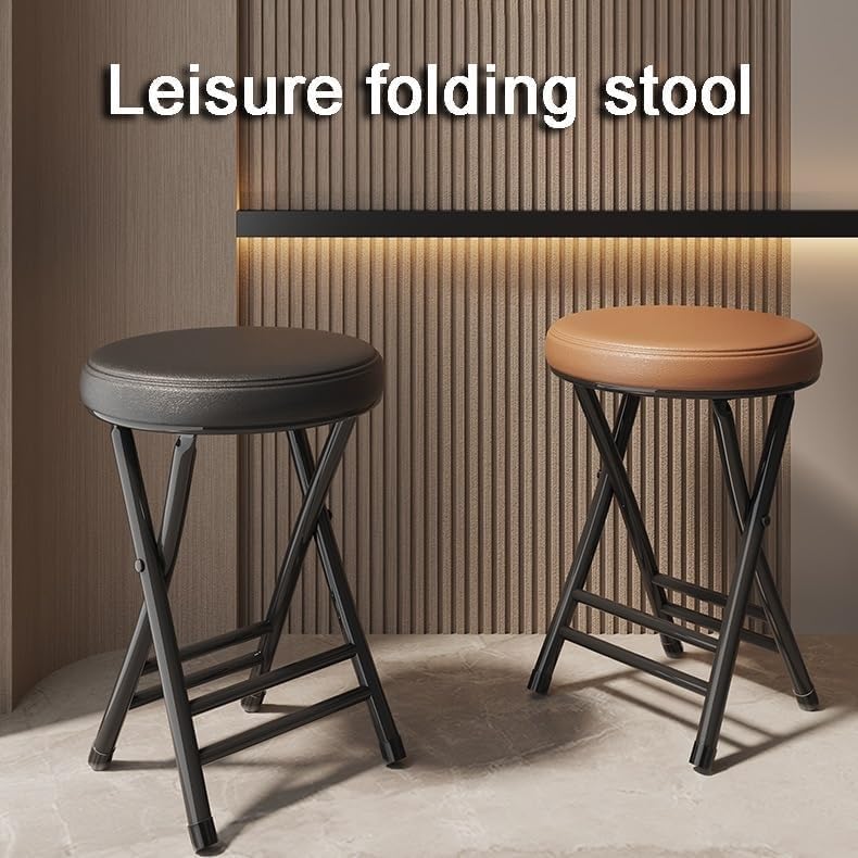 Folding Round Padded Stool Chair Portable for Dorm Kitchen Vanity Church Outdoor Use Blue(Green 1,1pcs)