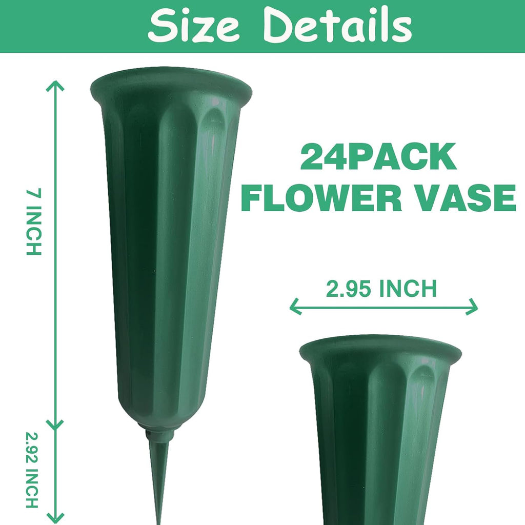12 Pack Memorial Flower Vase Plastic Cemetery Vases with Spikes Cemetery Decorations for Grave Decorations for Cemetery Vases for Flowers Plastic Flowers for Grave Vase