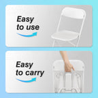 Allpop 10 Pack Plastic Folding Chair, 300lb Capacity, Portable Commercial Chair Seat with Steel Frame for Wedding Party Office Indoor Outdoor Events, Stackable, White