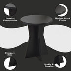 Kings Brand Furniture Round Side Table, Modern Pedestal Base Accent Table for Living Room, Bedroom, Bedside, or Office (Black)