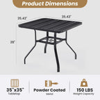 Soohow Patio Dining Table 35"x35", Square Outdoor Dining Table with 1.57" Umbrella Hole, Metal Outdoor Furniture for Patio, Graden, Backyard and Poolside, Weather-Resistant