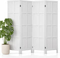 4 Panel Room Divider Folding Privacy Screen, 66.92″ Tall Solid Paulownia Wood Room Partition with 360° Hinges, Freestanding Wall Divider for Room Separation, Home, Bedroom, Office (White)