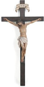 BC Catholic Crucifix Wall Cross in 24" H Jesus Christ indoor Home Decor Collectable Religious Gifts Renaissance Sculpture handmade By Buildclassic