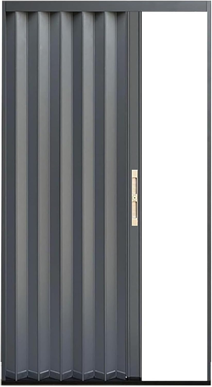 Accordion Door Interior Folding Door with Lock and Key, Kitchen Privacy Door, Home Bedroom Accordion Door Screen, Aluminum Alloy Telescopic Folding Doors Fits 22to 80 Inch Openings (65x82in,A)