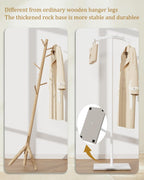 Freestanding Metal Clothes Rack with Natural Rock Base,68.9in,White | T-shaped Coat Hangers with Anti Slip Knots,Easy to Clean Garment Racks for Home,Durable Clothing Trees for Office