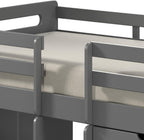 Grey Twin Loft Bed with Built in Drawers and Bookshelf