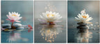 Calm Zen Lotus Stacked Stones Spa Wall Art, Modern Spiritual Lotus Blooming on Stones Artworks for Zen Office Serene Home Deco Meditation Rooms Yoga Studios and Zen Enthusiasts - Framed, 12"x16"x3