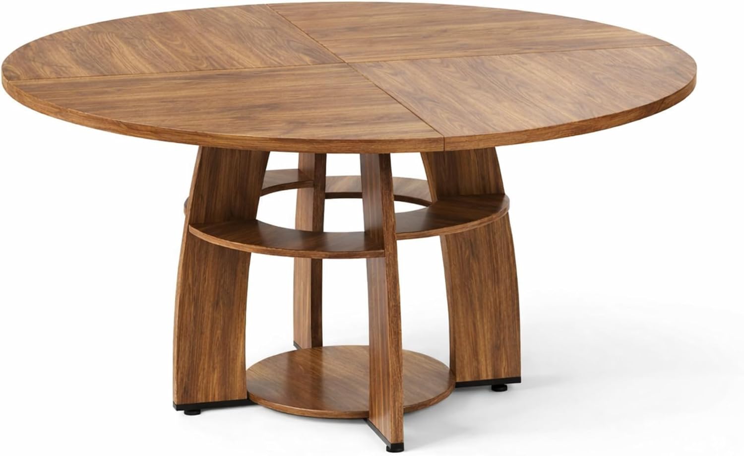 Jojoka 47 Inch Round Dining Table for 4-6 People, Wooden Kitchen Table with Sturdy Pedestal Base, Small Dining Table, Round Table for Dining Room & Living Room, Easy Assembly – Walnut Brown