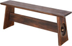 Rustic Wood Bench Indoor, Narrow Farmhouse Style Entry Bench,Skinny and Noodle Bench Dark Brown