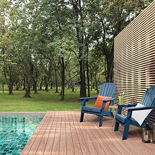 FUNBERRY Folding Adirondack Chair Set of 2, HDPE All Weather Fire Pit Chairs with Cup Holder for Outdoor