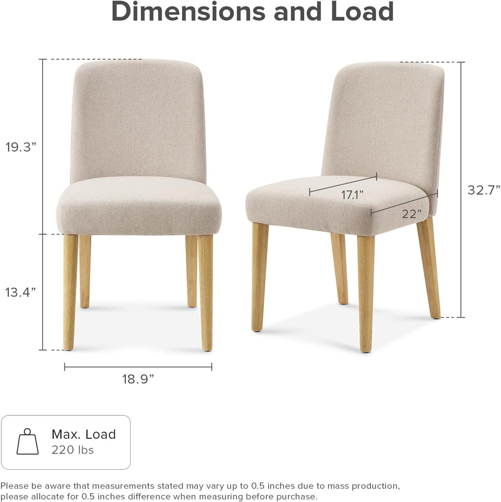 mopio Logan 4 Piece 4 Seater Upholstered Dining Table Set, Modern Farmhouse Solid Wood 4 Piece 59" Dining Table Set for Dining Room Kitchen