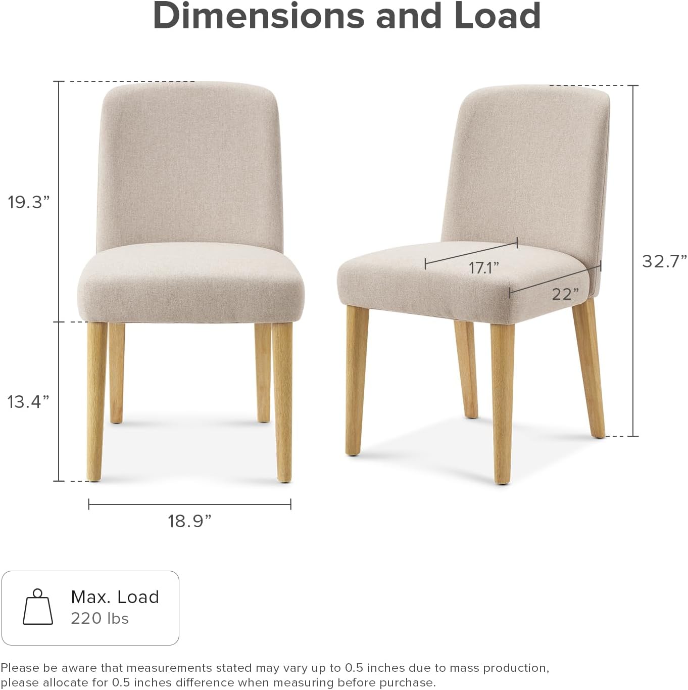 mopio Logan 4 Piece 4 Seater Upholstered Dining Table Set, Modern Farmhouse Solid Wood 4 Piece 59" Dining Table Set for Dining Room Kitchen
