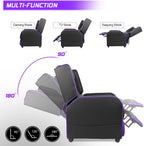 BOSSIN Gaming Recliner Chair for Adults 400lbs Racing Style Sofa Big and Tall PU Leather Recliner Seating, Modern Ergonomic Lounge Comfortable Home Movie Theater for Living Room(Purple)