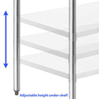 GRIDMANN NSF Stainless Steel Work & Prep Table 60 x 30 Inches with Caster Wheels and Under Shelf for Restaurant, Home, Hotel