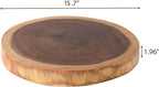 Natural Solid Wood Slab Side Table Top 15.7"x15.7"x1.96" Round Handmade Live Edge Handcrafted Plate Wooden Board for DIY Epoxy Resin End Table Slice Slab Untreated Wall Home Décor