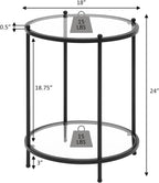 Convenience Concepts Royal Crest Glass Round End Table 18" - 2 Tier Modern, Contemporary Side Accent with Storage Shelf for Glam Living or Family Room, Bronze Gold