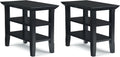 SIMPLIHOME Acadian Solid Wood 14 inch Wide Transitional-Style Narrow Side Tables in Black for the Living Room and Bedroom (Set of 2)