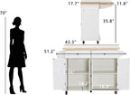 JassmiPkwy 51.2'' Rolling Kitchen Island with Drop Leaf - Kitchen Carts on Wheels with Storage, Towel Rack, Drawers Island Table for Kitchen, Dining Room, White
