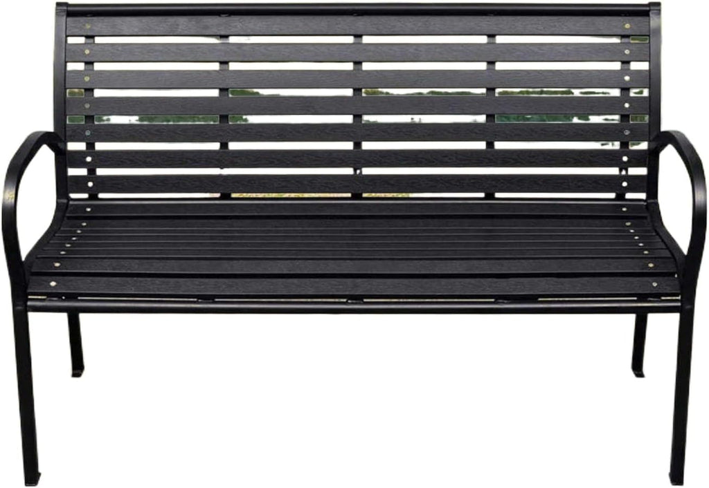 45.7in. Patio Bench Black Steel