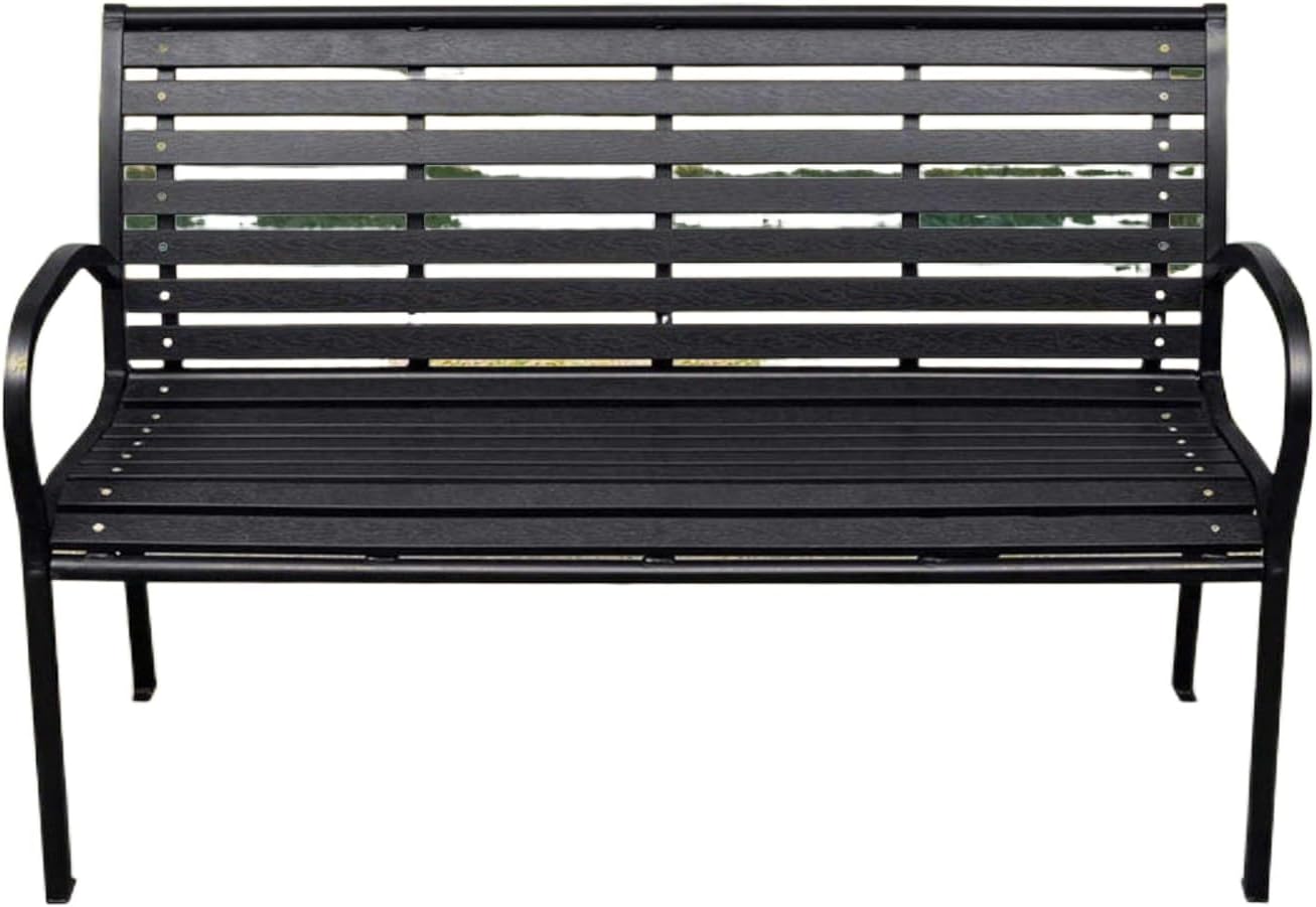 45.7in. Patio Bench Black Steel