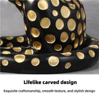 Leopard Statue Accent Table, Animal Side Table for Home, Cheetah Statue with Metal Tray, End Table Use in Living Rooms, Entryways and Bedroom(Black)