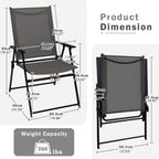 YLGJ&TIDY Folding Patio Chairs Set of 2 Stackable Outdoor Chairs with Armrests Backrest Portable Folding Chair for Patio Garden Camping Fishing Yard Lawn，No Assembly (Gray, 2 Pcs)