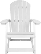 Flash Furniture Savannah Poly Resin Wood Adirondack Rocking Chair - All Weather White Polystyrene - Stainless Steel Hardware - Set of 2