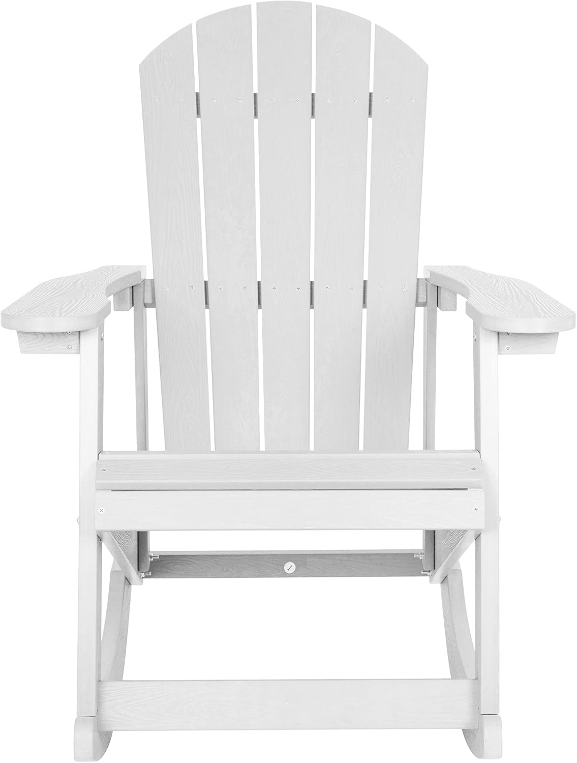 Flash Furniture Savannah Poly Resin Wood Adirondack Rocking Chair - All Weather White Polystyrene - Stainless Steel Hardware - Set of 2