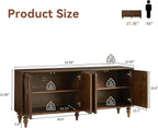 63" Sideboard Buffet Cabinet with Storage, Mid-Century Modern Sculpted Door Design Buffet Sideboard Accent Credenza with Adjustable Shelves for Living Room Kitchen Hallway (Walnut)