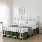 Bed Skirt King Size Ruffled Bed Skirt with Split Corners, 18 Inch Drop Dust Ruffle Bed Skirts with Platform, Boho Tufted Shabby Chic King Size Bed Skirts, Olive Green