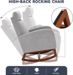 Rocking Chair Nursery High Back Glider Rocker Chair with Footrest Storage Pocket Accent Upholstered Rocker Armchair for Living Room Nursing Room Porch (Grey)