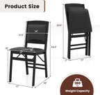 COSTWAY Folding Dining Chairs Set of 2, Wooden Kitchen Side Chairs w/Padded Seat, Solid Wood Frame, 400 LBS Load Bearing, No Assembly Needed, Vintage Foldable Chairs for Dining Living Room, Black