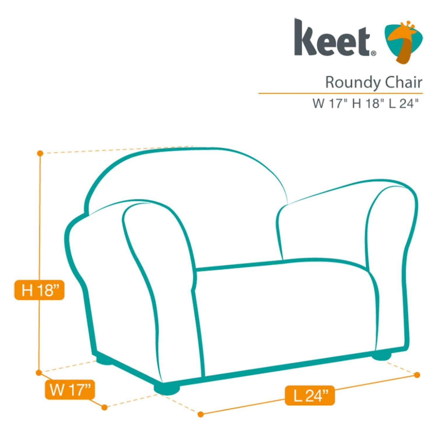 Keet Roundy Gingham Chair for Kids Upholstered Toddler Armchair for Ages 2–5, Sturdy Wooden Frame, Soft Durable Cotton Fabric, Lightweight, Fully Assembled, Ideal for Playrooms, Nurseries & Bedrooms.