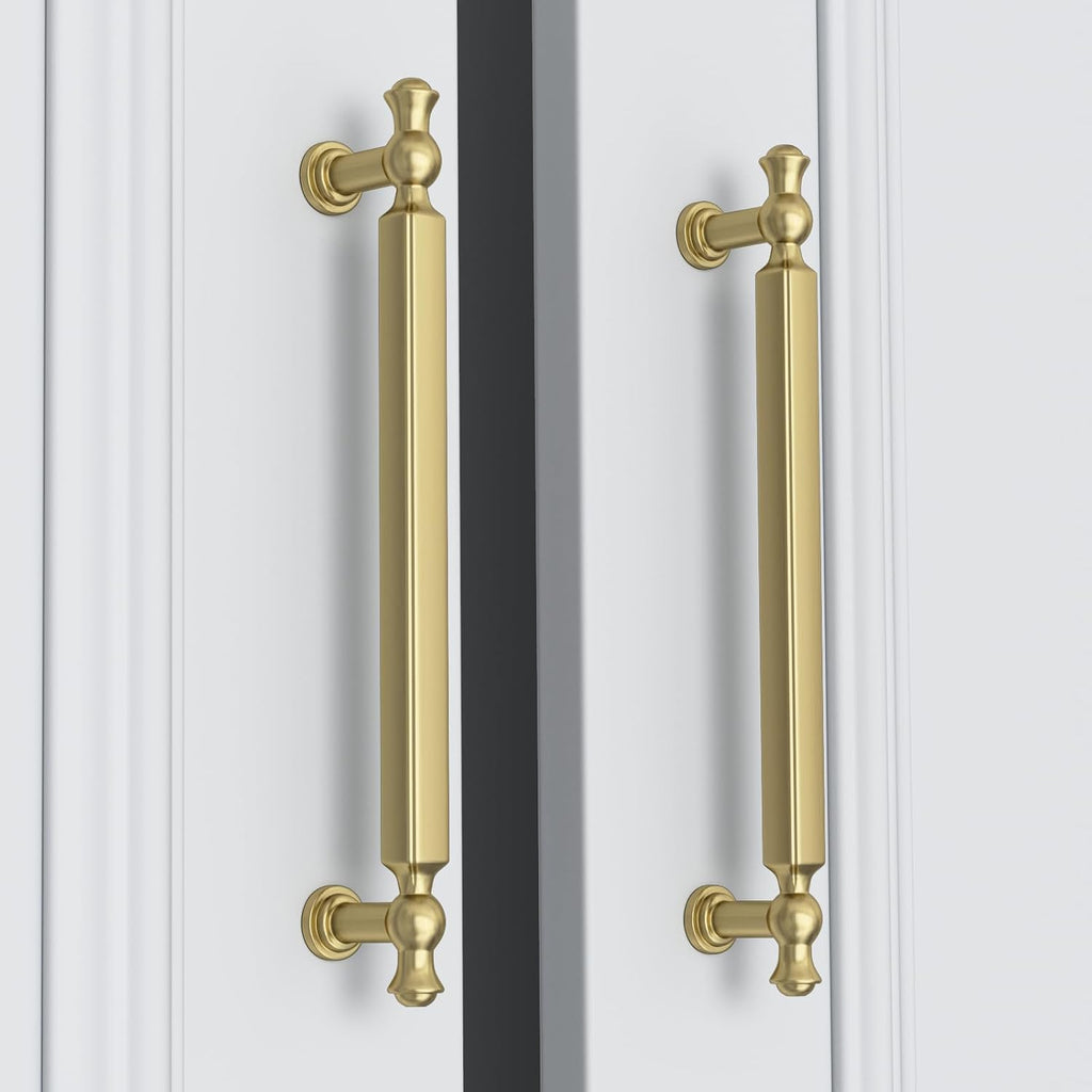Goldenwarm 30 Pack 3 Inch Gold Cabinet Pulls Brushed Gold Cabinet Pulls Drawer Handles Kitchen Drawer Handles Zinc Alloy Dresser Hardware for Bathroom Cupboard Bedroom, 76mm Hole Centers