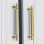 Goldenwarm 30 Pack 3 Inch Gold Cabinet Pulls Brushed Gold Cabinet Pulls Drawer Handles Kitchen Drawer Handles Zinc Alloy Dresser Hardware for Bathroom Cupboard Bedroom, 76mm Hole Centers