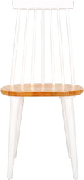 SAFAVIEH Home Collection Burris Farmhouse White/Natural Spindle Back Living Room Dining Room Bedroom Office Foyer Side Chair