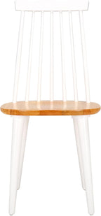 SAFAVIEH Home Collection Burris Farmhouse White/Natural Spindle Back Living Room Dining Room Bedroom Office Foyer Side Chair