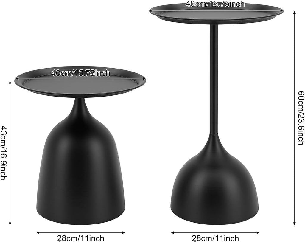 2-Piece Coffee Table, Durable Small Round Coffee Tables for Living Room, Easy Assembly Modern Nesting Coffee Tables Set, Circle Side Tables Round End Table for Sofa Bedside Balcony (Black)