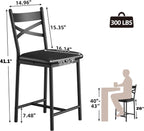 IDEALHOUSE 26 Inch Bar Stools Set of 4, Upholstered Bar Chairs with Back, Thick Cushion, Counter Height Barstools for Kitchen Island Apartment Counter Bar (4)