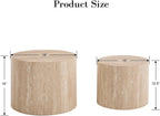 Ya-Home Modern Round Coffee Tables Nesting Table, Wood Set of 2 End Table Side Table for Living Room Balcony Office, No Assembly Required